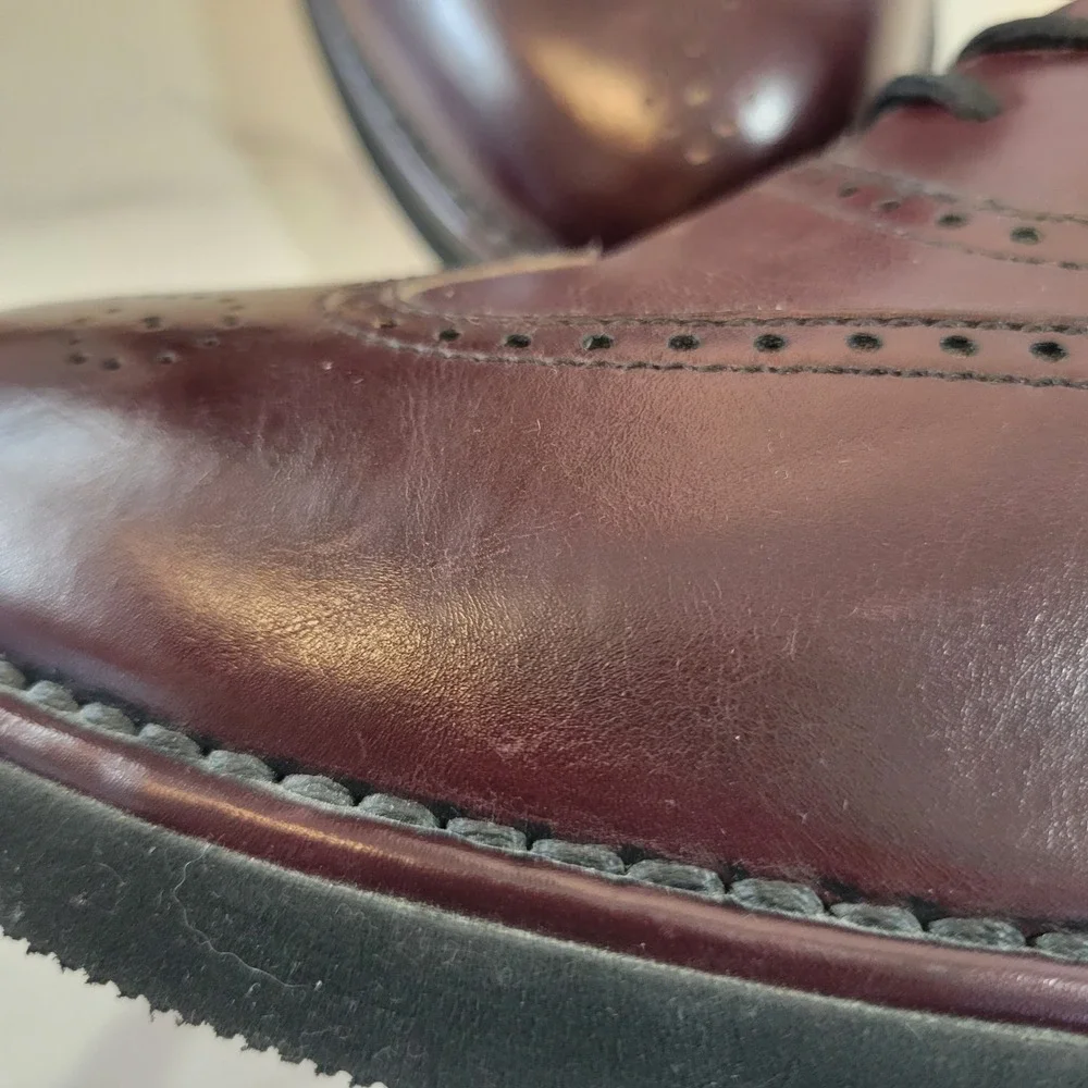 Rockport DresSports Mens 11 W Burgundy Leather Wingtip Oxford Vibram Shoe